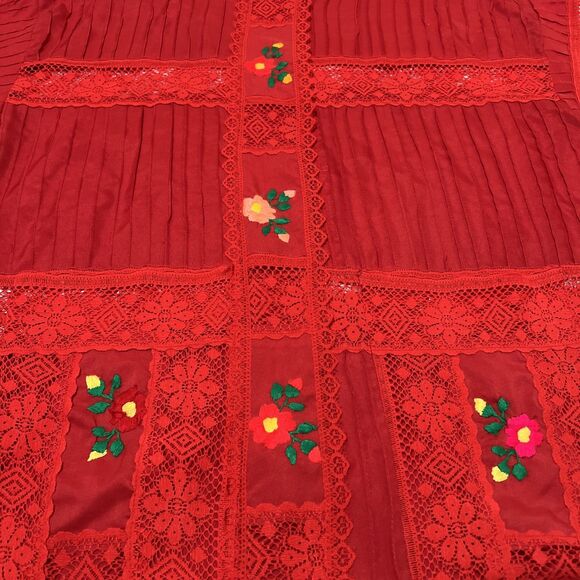 Swim Coverup Red Cutout Lace Embroidered Boho Beach Resort Wear Poolside - Picture 5 of 16